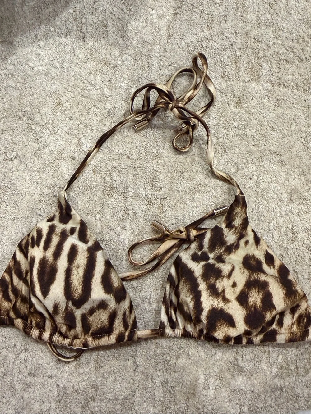 Monday Swimwear leopard Cream Bikini Top - Triangle